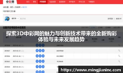 探索3D中彩网的魅力与创新技术带来的全新购彩体验与未来发展趋势